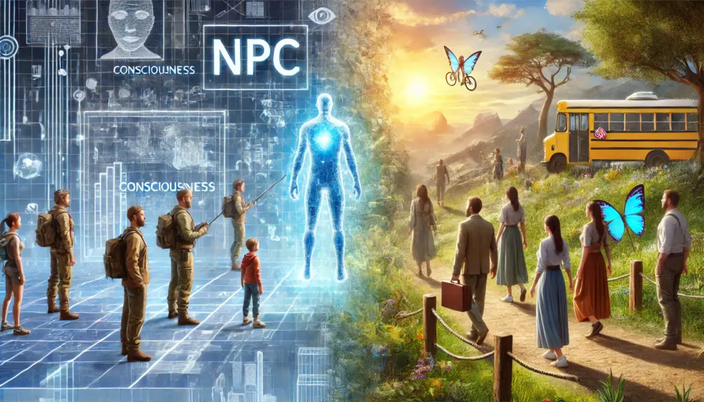 NPC Characters in Games and the Programming of Our Lives: Exploring Consciousness and Self-Awareness