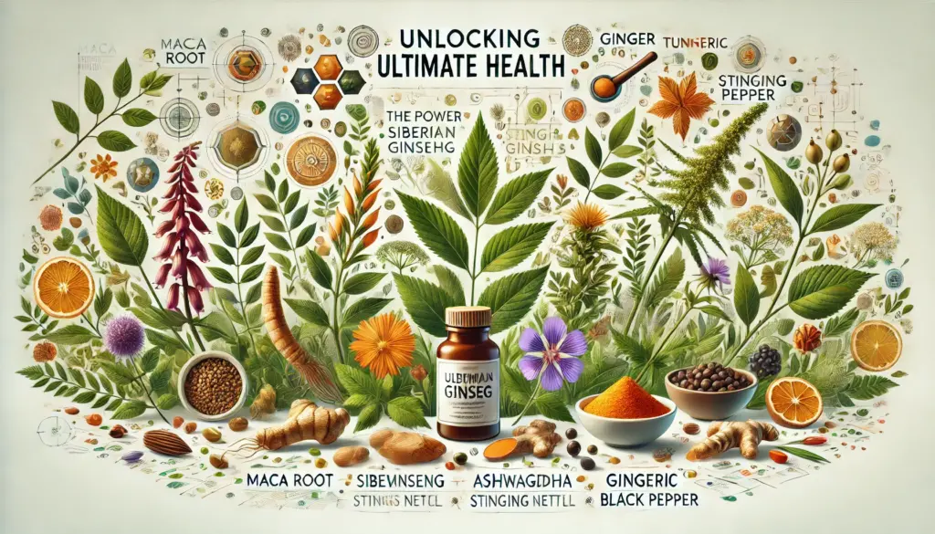 Unlocking Ultimate Health: The Power of Maca Root, Siberian Ginseng, Ashwagandha, Stinging Nettle, Ginger, Turmeric, and Black Pepper